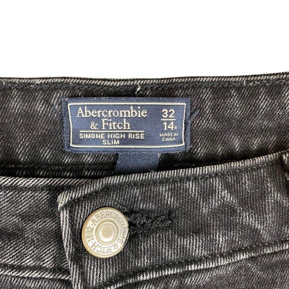 Abercrombie & Fitch Black/Grey Simone High Rise Slim Distressed Jeans size 14 - Picture 5 of 8